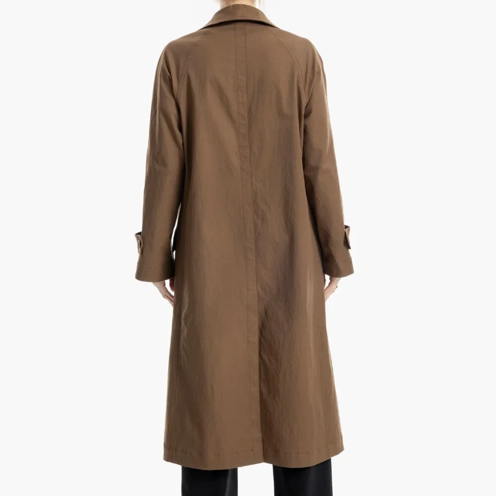 NWT $268 MAX STUDIO Long Jacket Trench Coat In Color Toffee Large